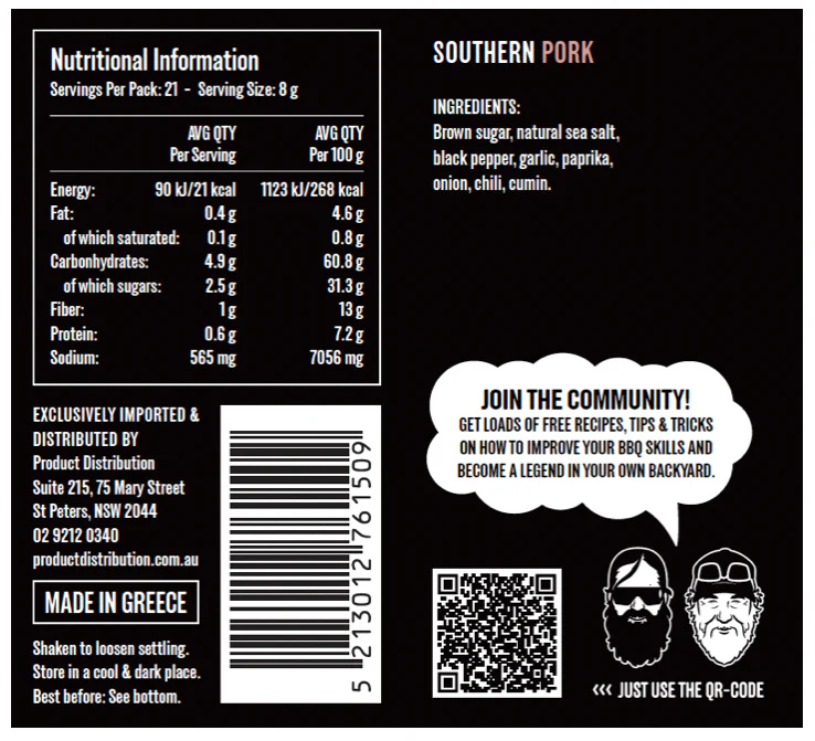 Halal Meats Sydney Quality Halal Meat Products Delivered Sydney Wide Holy Smoke Bbq Southern Pork 175g Ingredients.webp
